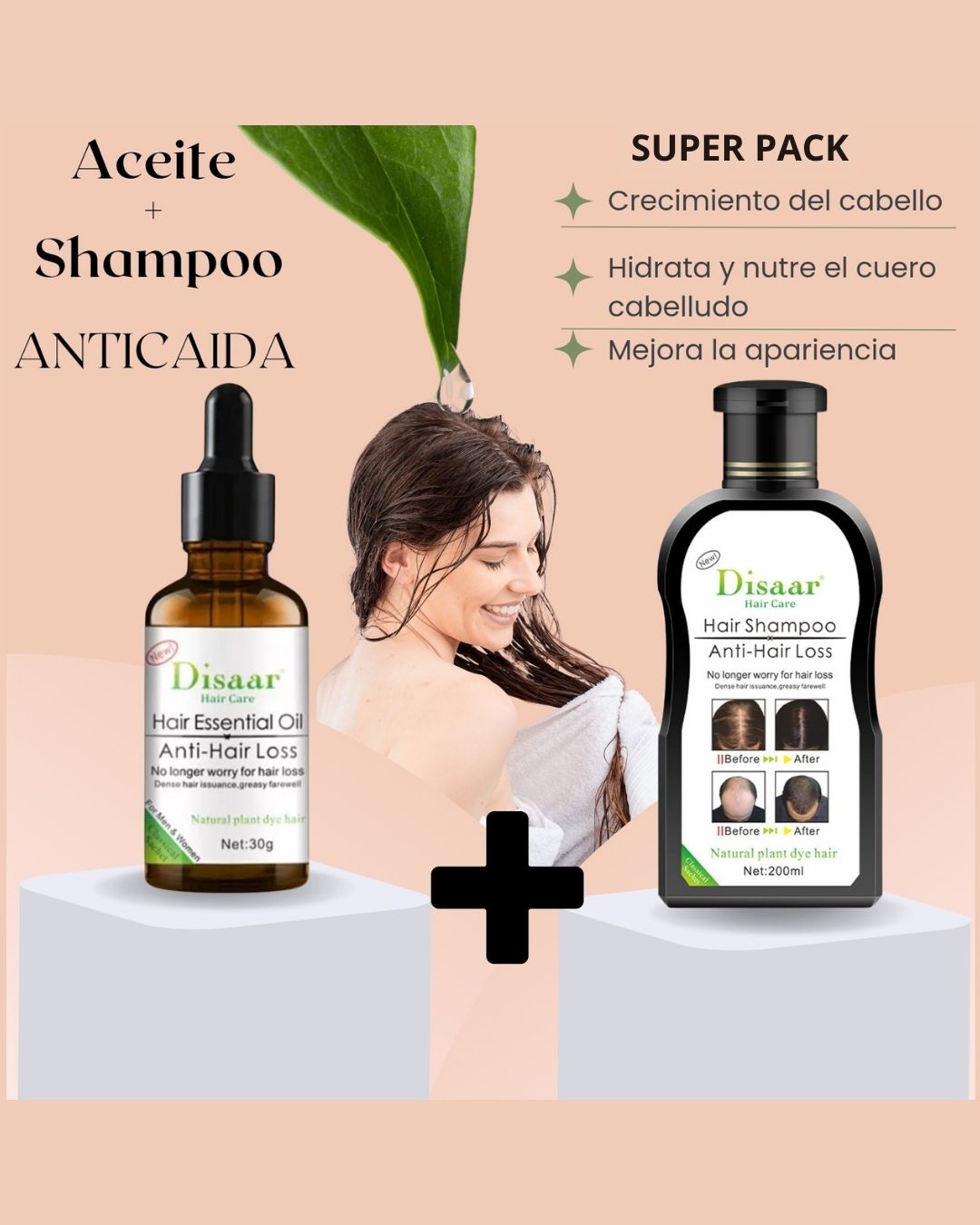 SUPER PACK SHAMPO Y ACEITE ANTICAIDA DEL PELO-COMBATE LA CAÍDA DE TU PELO Y PROMUEVE SU CRECIMIENTO SALUDABLE, VE  RESULTADOS DESDE EL PRIMER MES DE USO-ENVÍO GRATIS